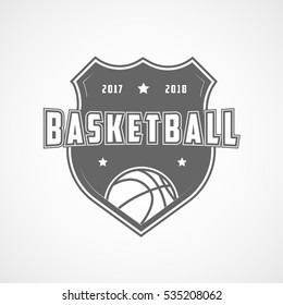 Basketball Emblem Flat Icon On White Background
