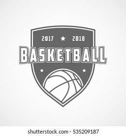 Basketball Emblem Flat Icon On White Background