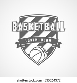 Basketball Emblem Flat Icon On White Background