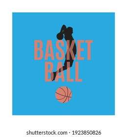 Basketball emblem, label, print, t-shirt design, vector illustration. Basketball shooting technique. Typography sport poster, banner or flyer template.