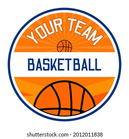 DISEÑO DE LOGOTIPO DE BALONCESTO CON FORMA DE CÍRCULO, AISLADO EN FONDO BLANCO.