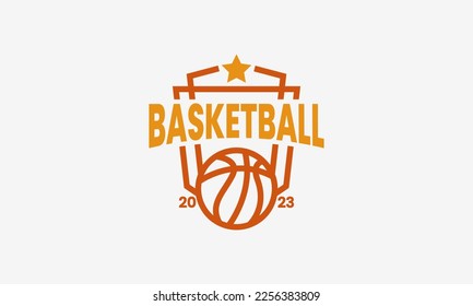 Basketball emblem logo. Sport badge for tournament, league, championship. Minimal sports symbol