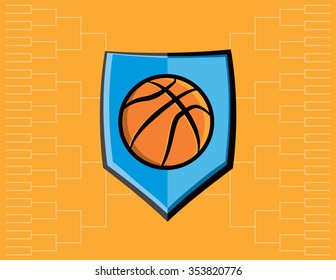 A Basketball Emblem With Tournament Bracket. Vector EPS 10 Available.