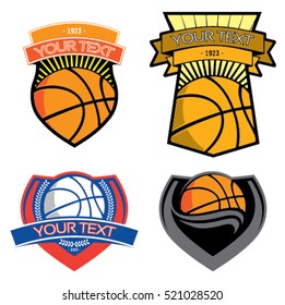 Basketball emblems on isolated background