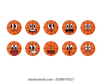 Basketball Emoji Character Element Set 