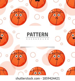 Basketball with emoticon seamless pattern