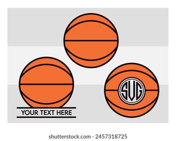 Basketball Eps, Basketball Silhouette, Fire Basketball, Ball, Clipart, Basketball Monogram, Circle Monogram , Split Monogram