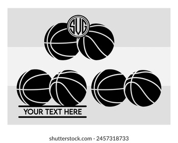 Basketball Eps, Basketball Silhouette, Fire Basketball, Ball, Clipart, Basketball Monogram, Circle Monogram , Split Monogram