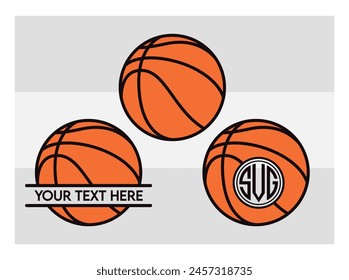 Basketball Eps, Basketball Silhouette, Fire Basketball, Ball, Clipart, Basketball Monogram, Circle Monogram , Split Monogram