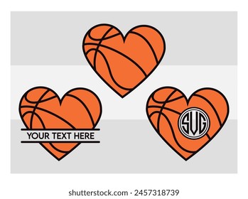 Basketball Eps, Basketball Silhouette, Fire Basketball, Ball, Clipart, Basketball Monogram, Circle Monogram , Split Monogram