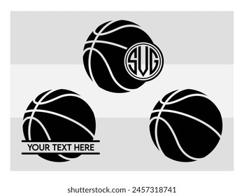 Basketball Eps, Basketball Silhouette, Fire Basketball, Ball, Clipart, Basketball Monogram, Circle Monogram , Split Monogram