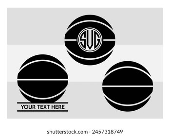 Basketball Eps, Basketball Silhouette, Fire Basketball, Ball, Clipart, Basketball Monogram, Circle Monogram , Split Monogram