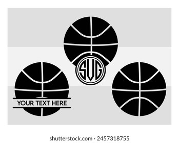 Basketball Eps, Basketball Silhouette, Fire Basketball, Ball, Clipart, Basketball Monogram, Circle Monogram , Split Monogram