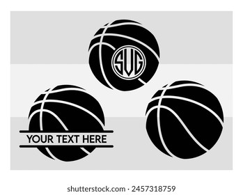 Basketball Eps, Basketball Silhouette, Fire Basketball, Ball, Clipart, Basketball Monogram, Circle Monogram , Split Monogram