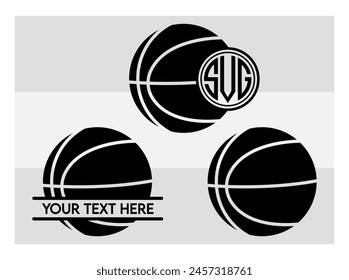 Basketball Eps, Basketball Silhouette, Fire Basketball, Ball, Clipart, Basketball Monogram, Circle Monogram , Split Monogram