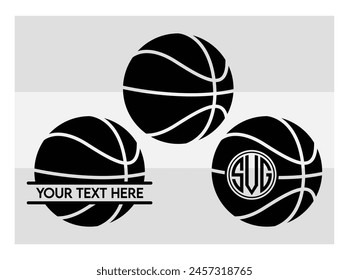 Basketball Eps, Basketball Silhouette, Fire Basketball, Ball, Clipart, Basketball Monogram, Circle Monogram , Split Monogram