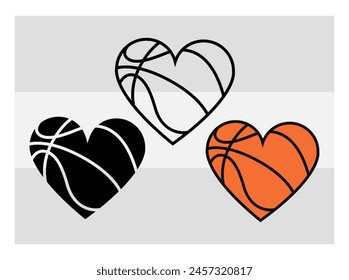 Basketball Eps, Basketball Silhouette, Fire Basketball, Ball, Clipart, Basketball Heart, outline Silhouette, Clipart, 