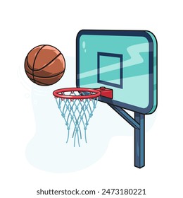 Basketball equipment in a cartoon style, Sports equipment