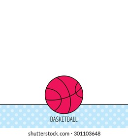 Basketball equipment icon. Sport ball sign. Team game symbol. Circles seamless pattern. Background with red icon. Vector