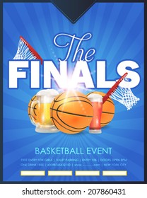 Basketball Event Finals Concept Poster Template Vector Background 
