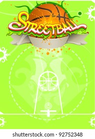 Basketball event poster, outdoor streetball, vector illustration