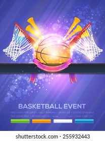 Basketball Event Poster Template Vector Shiny Background