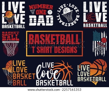 Basketball Eye-Catching and High-Quality Bundle T-shirt Print Design in Illustration. Eps-10.