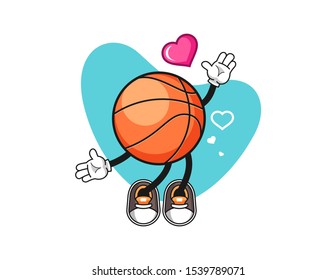 basketball fall in love cartoon. Mascot Character vector.