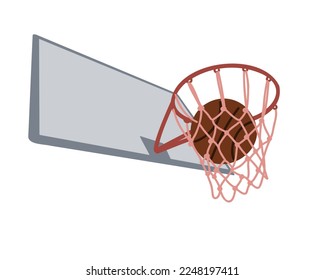 Der Basketball fällt in den Ring. Vektorgrafik