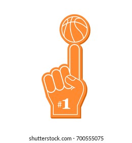 Basketball Fan, Number 1 Fan. Red Foam Finger, Vector Illustration