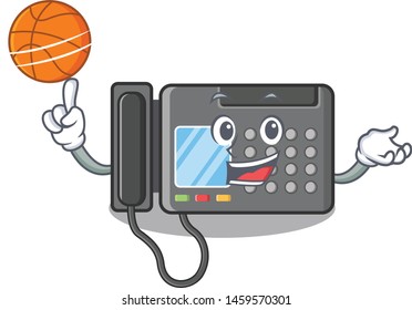 With basketball fax machine isolated in the mascot