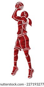 Básquetbol Femenino Jugador Acción Caricatura Vector gráfico Deportivo