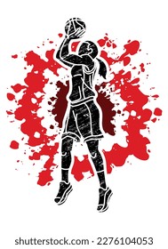Basketball Female Player Action Cartoon Sport Graphic Vector