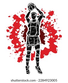 Basketball Female Player Action Cartoon Sport Graphic Vector