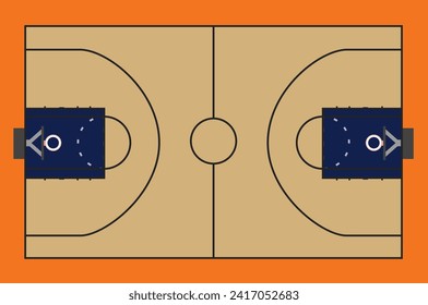 Basketball field area. vector illustration