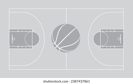 Campo de baloncesto y pelota. vector