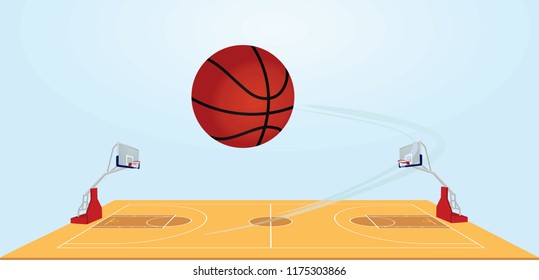 Basketball field and ball. vector illustration