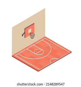 Basketball field with basket isometric icon 3d vector illustration