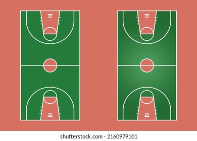 Basketball field flat design, Sport field graphic illustration, Vector of basketball court and layout.