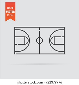 Basketball field icon in flat style isolated on grey background. For your design, logo. Vector illustration.