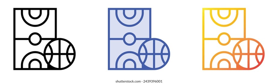 basketball field icon. Linear, Blue Fill and Gradient Style Design Isolated On White Background