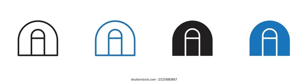Basketball field icon linear graphics set vector in black