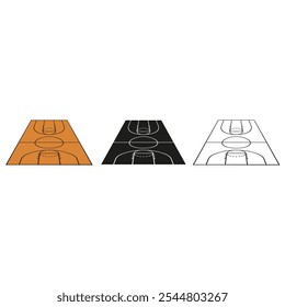 Basketballfeld-Symbol, Vektorsatz. Basketballplatz Illustration Zeichensammlung. Basketballsymbol oder -logo.