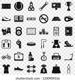 Basketball field icons set. Simple style of 36 basketball field vector icons for web for any design