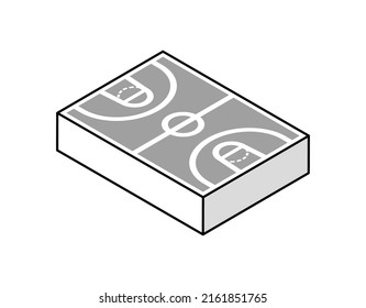 Basketball field isometric design icon. Vector web illustration. 3d colorful concept