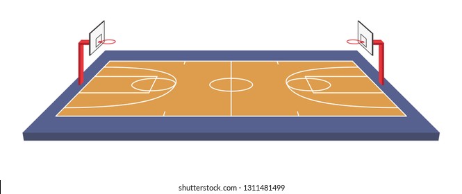 Basketball field isometric vector illustration on white