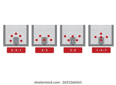 Basketball field tactics. vector illustration