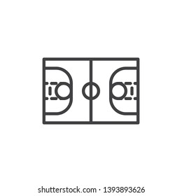 Basketball field top view line icon. linear style sign for mobile concept and web design. Basketball stadium outline vector icon. Symbol, logo illustration. Pixel perfect vector graphics