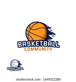 basketball with fire flame logo icon symbol badge