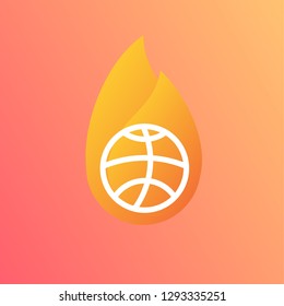 basketball with fire like meteor logo icon designs vector